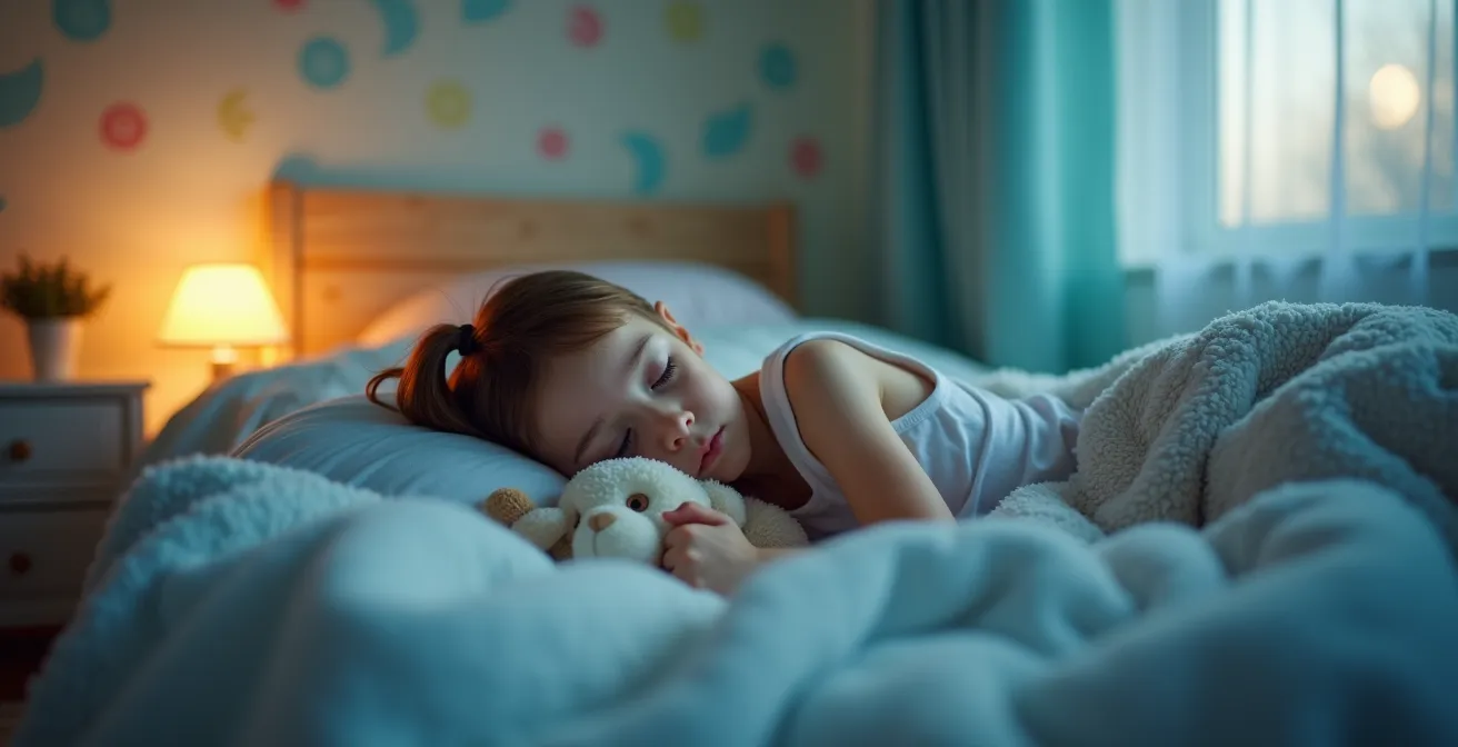 Enfant dormant paisiblement dans une chambre avec air sain